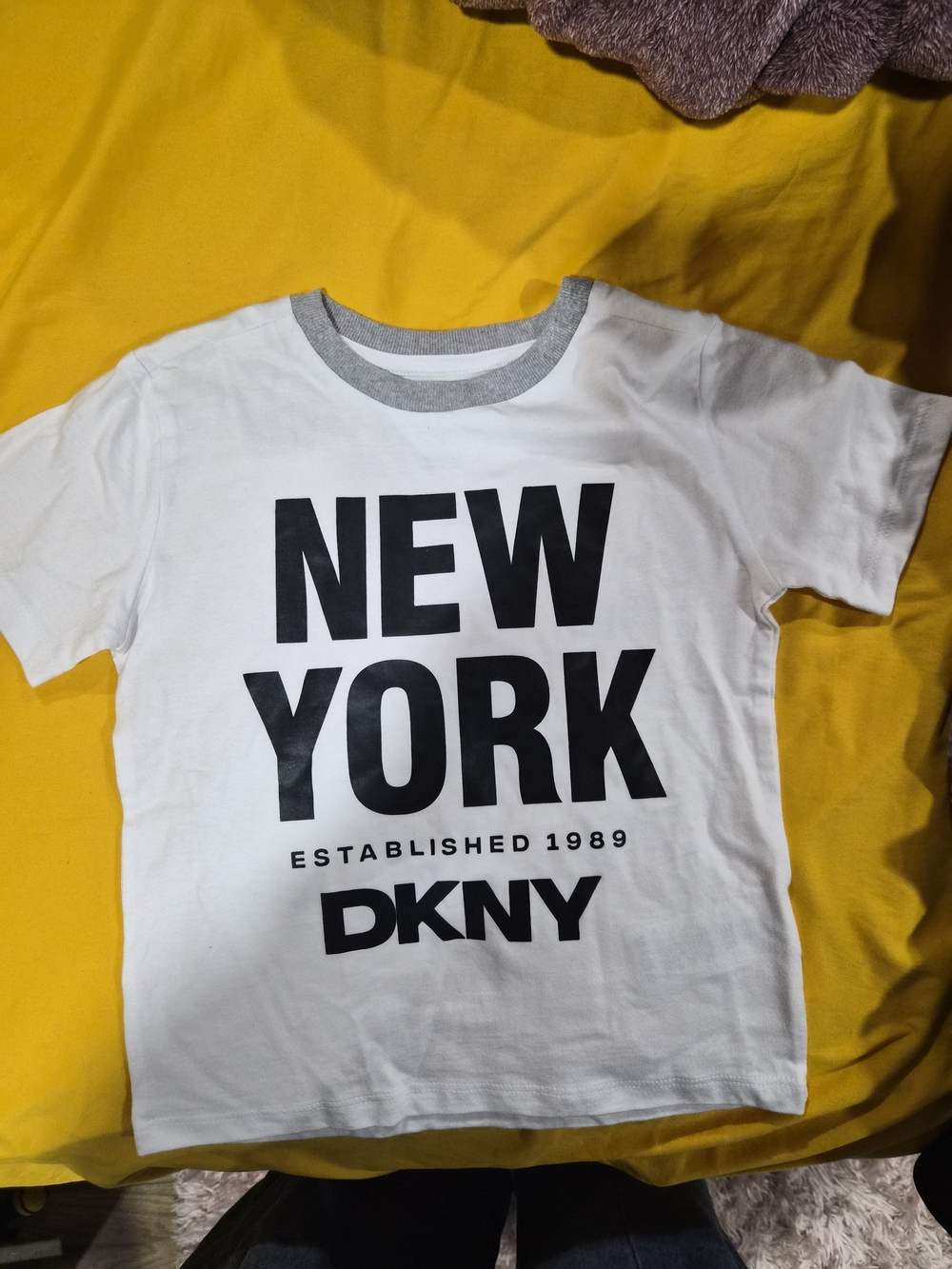 #9 DKNY White Tee with Black 'NEW YORK' Graphic